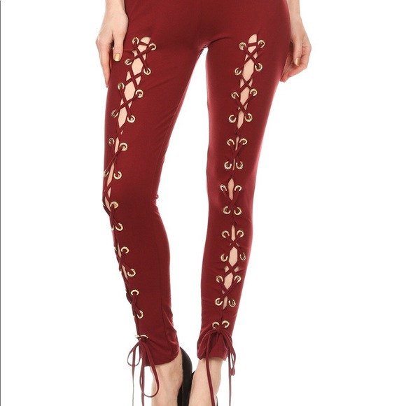 Pants - New love tree lace up leggings